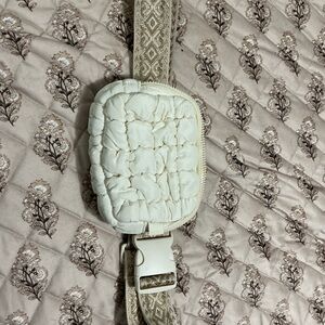 Simply Southern White Quilted Crossbody Bag with Patterned Strap